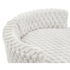 Off White 35 3D Upholstered Barrel Chair with Wheels