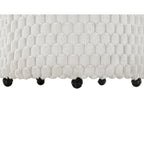 Off White 35 3D Upholstered Barrel Chair with Wheels