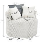 Off White 35 3D Upholstered Barrel Chair with Wheels