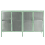 4-Door Tempered Glass Cabinet with 4 Glass Doors Adjustable Shelf and Feet Anti-Tip Dust-free Fluted Glass Kitchen Credenza