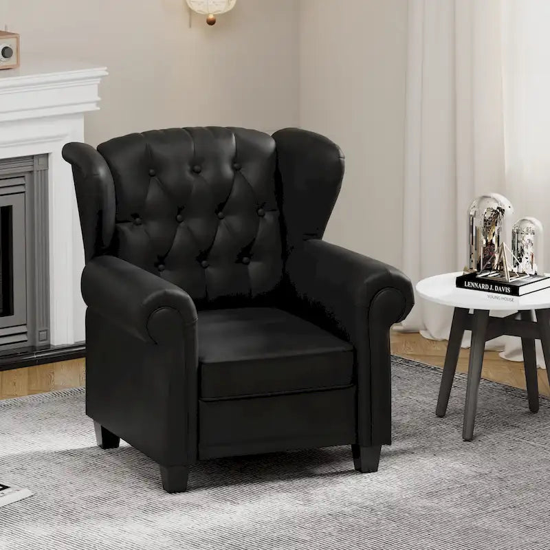 Black 35.04 Adjustable Tufted Arm Chair with Sturdy Legs