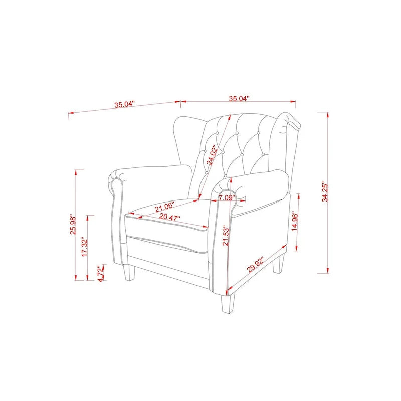 Black 35.04 Adjustable Tufted Arm Chair with Sturdy Legs