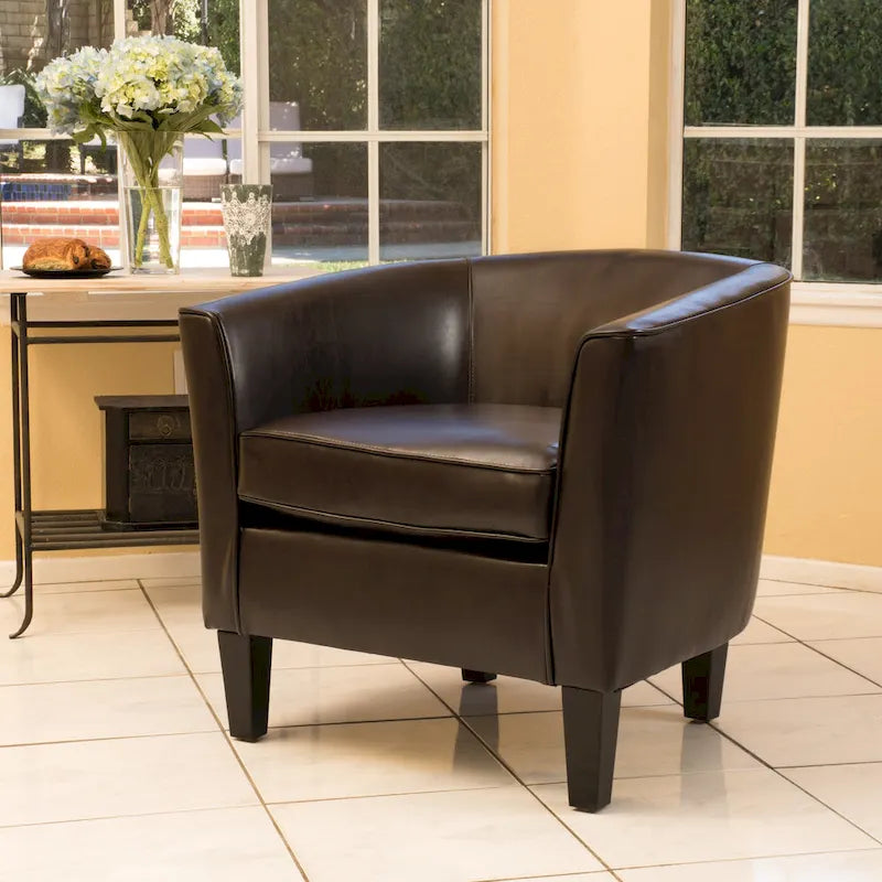 28.75 PU Upholstered Club Chair with Birch Legs