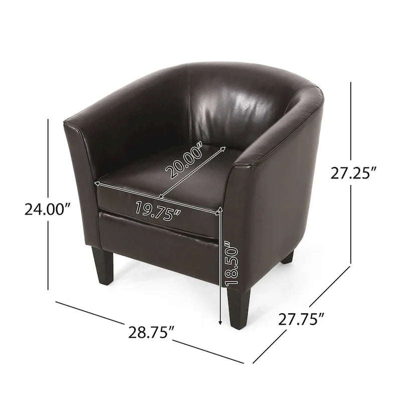 28.75 PU Upholstered Club Chair with Birch Legs