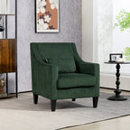 Emerald 26.77 Upholstered Arm Chair with Scooped Arms and Rubber Wood Legs