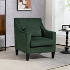 Emerald 26.77 Upholstered Arm Chair with Scooped Arms and Rubber Wood Legs