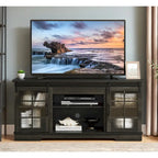 Multipurpose Sliding Door TV Stand Large Storage Cabinet with 2 Sliding Fluted Glass Tempered Doors, TV Up to 65