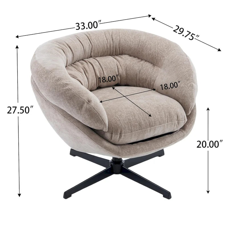 Chenille Upholstered Swivel Club Chair
