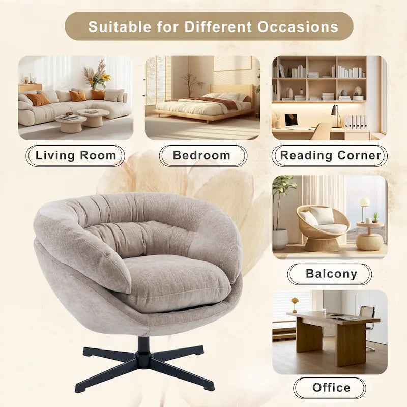 Chenille Upholstered Swivel Club Chair