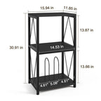 3-Tier Record Player Stand with Vinyl Record Storage - 11.85D x 15.94W x 30.91H