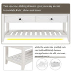 39 Farmhouse Versatile Entry Upholstered Storage Bench with 2 Drawers and 1 Shoe Rack