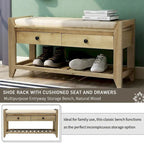 39 Farmhouse Versatile Entry Upholstered Storage Bench with 2 Drawers and 1 Shoe Rack