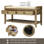 39 Farmhouse Versatile Entry Upholstered Storage Bench with 2 Drawers and 1 Shoe Rack