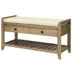 39 Farmhouse Versatile Entry Upholstered Storage Bench with 2 Drawers and 1 Shoe Rack