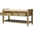39 Farmhouse Versatile Entry Upholstered Storage Bench with 2 Drawers and 1 Shoe Rack