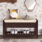 39 Farmhouse Versatile Entry Upholstered Storage Bench with 2 Drawers and 1 Shoe Rack