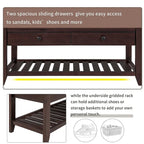 39 Farmhouse Versatile Entry Upholstered Storage Bench with 2 Drawers and 1 Shoe Rack
