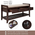 39 Farmhouse Versatile Entry Upholstered Storage Bench with 2 Drawers and 1 Shoe Rack