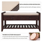 39 Farmhouse Versatile Entry Upholstered Storage Bench with 2 Drawers and 1 Shoe Rack