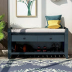 39 Farmhouse Versatile Entry Upholstered Storage Bench with 2 Drawers and 1 Shoe Rack