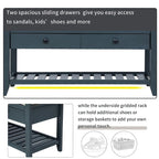 39 Farmhouse Versatile Entry Upholstered Storage Bench with 2 Drawers and 1 Shoe Rack