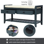 39 Farmhouse Versatile Entry Upholstered Storage Bench with 2 Drawers and 1 Shoe Rack