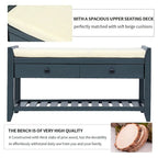 39 Farmhouse Versatile Entry Upholstered Storage Bench with 2 Drawers and 1 Shoe Rack