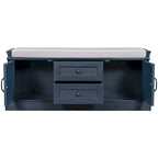Storage Bench with 2 Drawers and 2 Cabinets, Shoe Bench with Removable Cushion for Living Room
