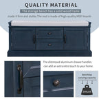 Storage Bench with 2 Drawers and 2 Cabinets, Shoe Bench with Removable Cushion for Living Room