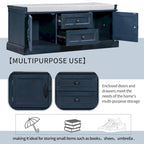 Storage Bench with 2 Drawers and 2 Cabinets, Shoe Bench with Removable Cushion for Living Room