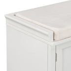 Storage Bench with 2 Drawers and 2 Cabinets, Shoe Bench with Removable Cushion for Living Room