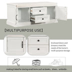 Storage Bench with 2 Drawers and 2 Cabinets, Shoe Bench with Removable Cushion for Living Room