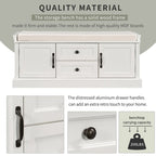 Storage Bench with 2 Drawers and 2 Cabinets, Shoe Bench with Removable Cushion for Living Room
