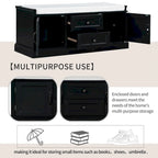 Storage Bench with 2 Drawers and 2 Cabinets, Shoe Bench with Removable Cushion for Living Room