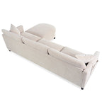 Beige 107.87 Spacious 4-Seater Sofa with Movable Ottoman, Removable Cushions, and Convenient Armrest Storage