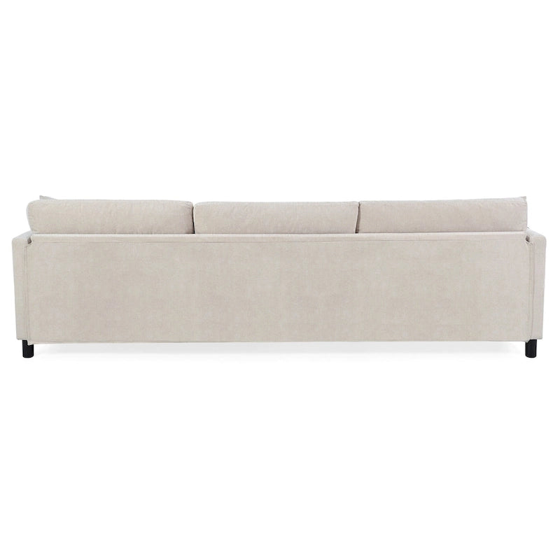 Beige 107.87 Spacious 4-Seater Sofa with Movable Ottoman, Removable Cushions, and Convenient Armrest Storage