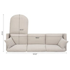 Beige 107.87 Spacious 4-Seater Sofa with Movable Ottoman, Removable Cushions, and Convenient Armrest Storage