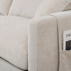 Beige 107.87 Spacious 4-Seater Sofa with Movable Ottoman, Removable Cushions, and Convenient Armrest Storage