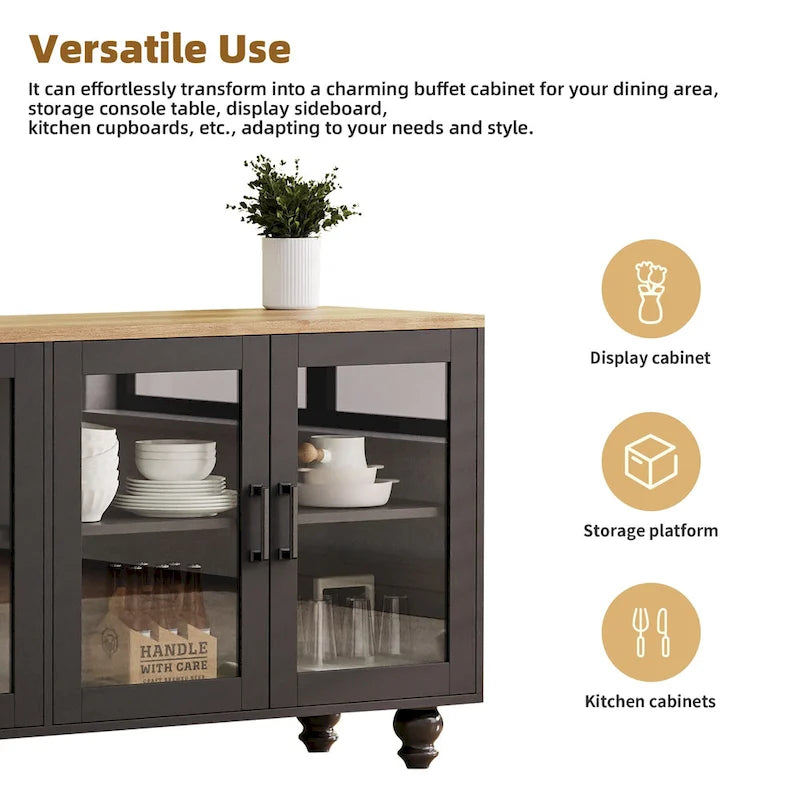 TV Stand with Adjustable Shelves for TVs Up to 70, Entertainment Center with Bookshelves for Living Room