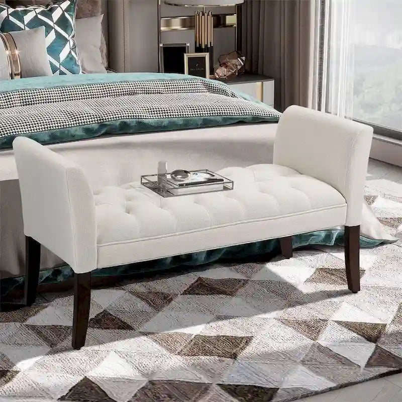 End of Bed Bench with Button Tufted Design,Upholstered Entryway Bench
