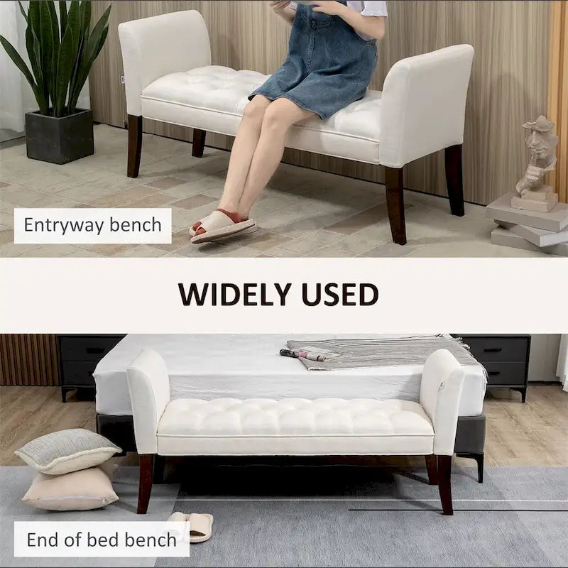 End of Bed Bench with Button Tufted Design,Upholstered Entryway Bench