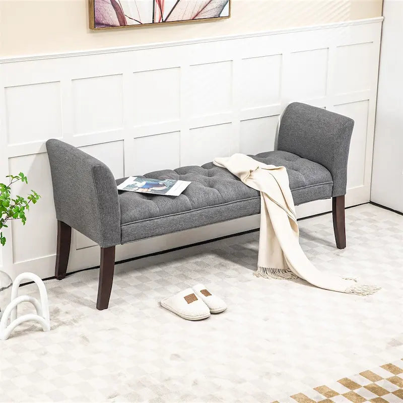 End of Bed Bench with Button Tufted Design,Upholstered Entryway Bench