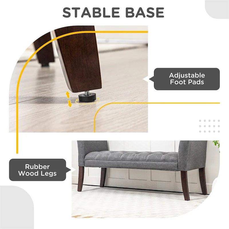 End of Bed Bench with Button Tufted Design,Upholstered Entryway Bench