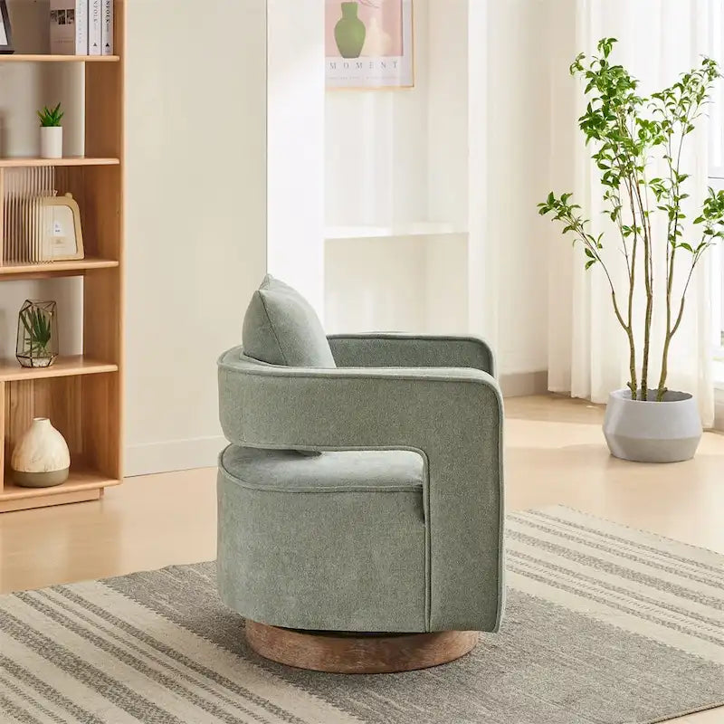 29.1 Swivel Accent Chair with Weathered Wood Base