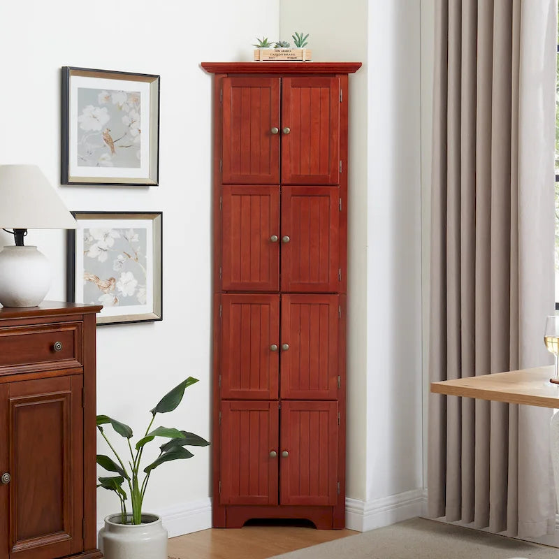 4-Tier 72 Corner Kitchen Pantry Storage Cabinet with 8 Doors Tall Cabinet,Corner Cabinet,Adjustable Shelves,bookshelf Cabinet