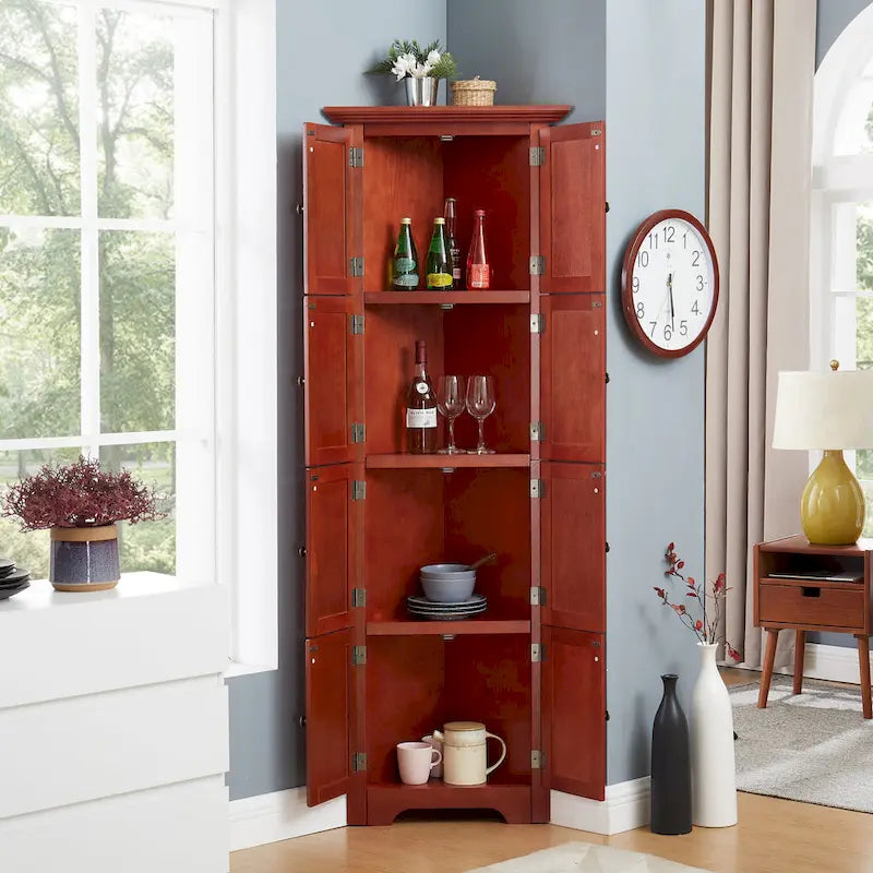 4-Tier 72 Corner Kitchen Pantry Storage Cabinet with 8 Doors Tall Cabinet,Corner Cabinet,Adjustable Shelves,bookshelf Cabinet