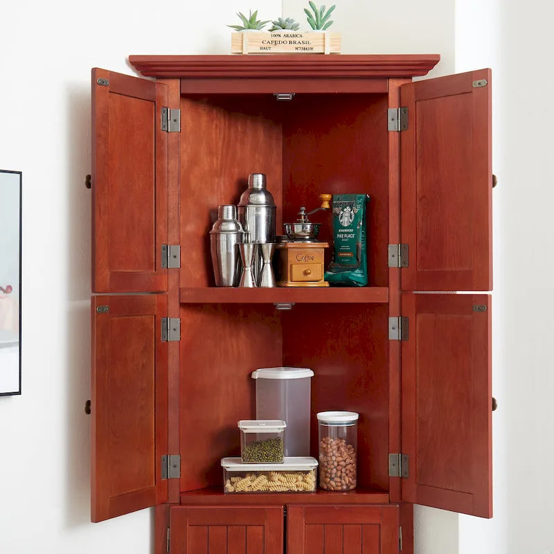 4-Tier 72 Corner Kitchen Pantry Storage Cabinet with 8 Doors Tall Cabinet,Corner Cabinet,Adjustable Shelves,bookshelf Cabinet