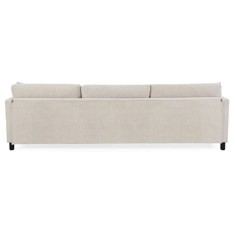 Beige 107.87 Spacious 4-Seater Sofa with Movable Ottoman