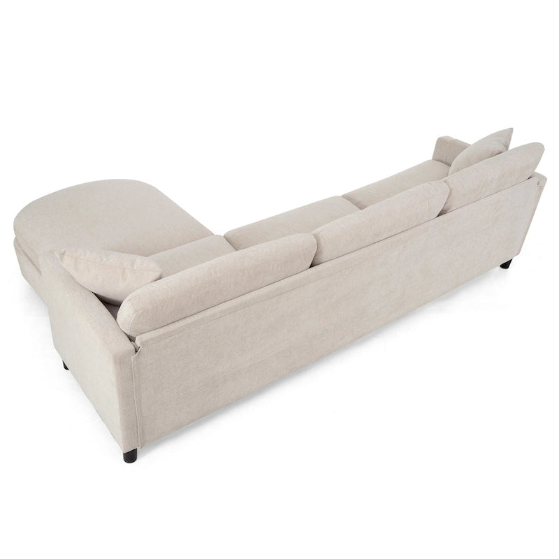 Beige 107.87 Spacious 4-Seater Sofa with Movable Ottoman
