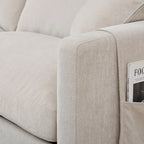 Beige 107.87 Spacious 4-Seater Sofa with Movable Ottoman